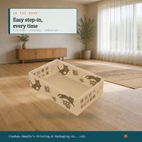Litière pour chat en carton, ouverte, avec côtés surélevés et motif chat, pour chats d'intérieur, vente en gros, directement de l'usine
