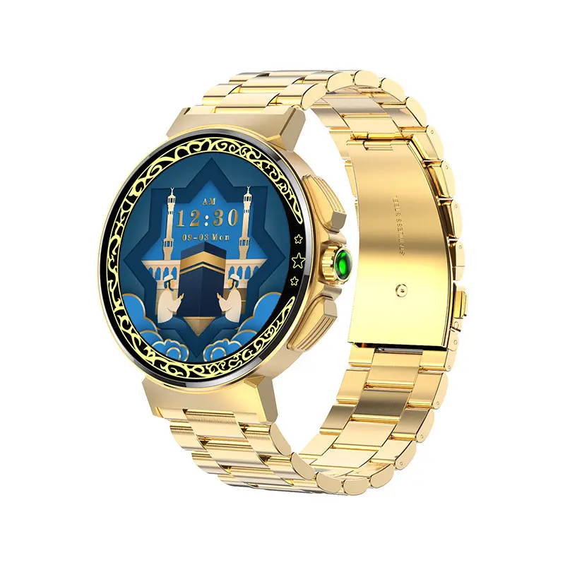 TBZ jam tangan pintar Bly Moon Kustom Muslim, jam tangan pintar Ramadan, pelacak kebugaran haji Islam, jam tangan pintar Relojes 2023 emas