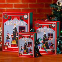 Boîte cadeau livre animé de Noël avec finition stratifiée, papier carton gris, matériaux recyclés pour la conception de la veille de Noël