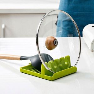 Soporte de silicona para espátulas y cucharas de cocina, organizador de estantes para tapas de ollas, colador y almohadilla protectora. - Product Image 2