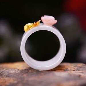 Lotus senang 925 lebah perak murni berciuman mawar perhiasan cincin perak untuk wanita gadis perhiasan grosir - Product Image 4