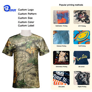 도매 폴리에스터 카모 티셔츠 리얼 트리 카모 사냥 티셔츠 현실적인 나무 위장 패턴 열전달 인쇄 셔츠 - Product Image 5
