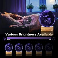 Lampe de nuit en cristal 3D TSINYE en forme de méduse avec base en bois LED 16 couleurs, décoration de bureau originale, cadeaux pour enfants, filles, garçons, amis, fans
