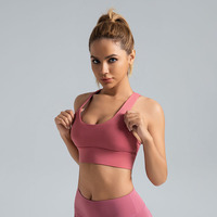LRTOU Sports Fitness Yoga Wear Solid Colors Crisscross Sport Bra Workout Backless Bra High-Strength Running Pilates Yoga Bra
