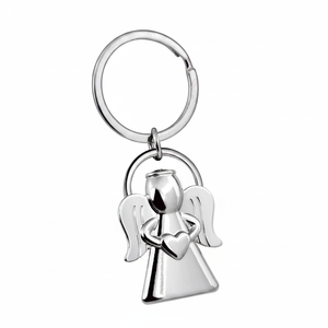 Portachiavi Personalizzato con Logo, Angelo con Aureola e Cuore in Metallo e Gomma - Product Image 2