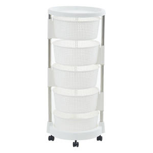 Estante Giratorio de Plástico de 3, 4 y 5 Niveles con Ruedas, Organizador de Almacenamiento de Cocina, Estante Redondo para Verduras - Product Image 2