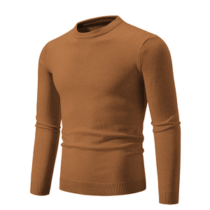 Real New Slim-Fit Crew Neck Nailed Bead <b>Long</b>-Sleeved Cotton/Bamboo Fiber Fleece Pullover Sweater - Product Image 1