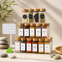 Lot de 24 pots à épices carrés en verre de 120 ml (4 oz) écologiques et personnalisables avec couvercle à vis pour assaisonnements et poivre