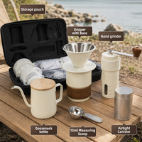 Kit de préparation de café filtre manuel de voyage en gros pour usine, ensemble d'outils de barista tout-en-un avec moulin à café manuel, vente au détail