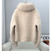 Vente en gros d'usine, manteau en laine avec col en fourrure de raton laveur naturelle, veste en fourrure véritable pour femmes, mode hiver, avec fermeture éclair