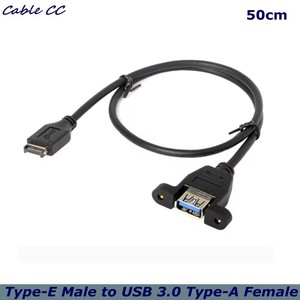Cable de Conexión USB 3.0 Hembra Tipo-<span class=keywords><strong>E</strong></span> de 50cm para Placa Base de Ordenador con Tornillos de Montaje en Panel para Fijar el Cable de Datos - Product Image 1
