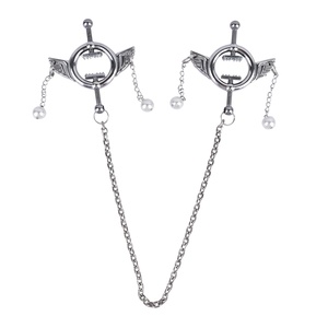QKKQ Metal Nipple <b>Clamps</b> Strapon with Steel Chain Female Bondage Lingerie Nipple Sucker Breast Lock <b>Clips</b> Sex Toys for Couples - Product Image 6