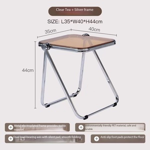 <span class=keywords><strong>Tavolino</strong></span> Laterale Pieghevole Moderno con Struttura Trasparente, <span class=keywords><strong>Tavolino</strong></span> Portatile Salvaspazio per Soggiorno, Camera <span class=keywords><strong>da</strong></span> Letto e Balcone - Product Image 3