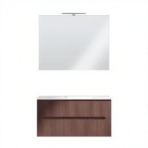 Mueble de Baño Suspendido de 92 cm Blanco Mate con Líneas Ranuradas - Product Image 3