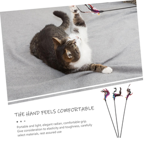 Bâtonnet à chat avec ressort, plume et clochette, tête de remplacement amovible, jouet durable pour chat, baguette à chat - Product Image 3