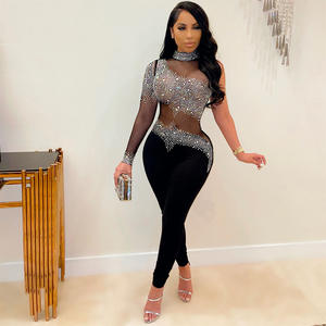 2023 mode Sexy gaze Perspective perceuse chaude femmes pantalon à manches longues léopard Mujer grande taille une pièce combinaison combishorts - Product Image 5