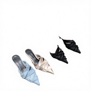 Women Platform Outdoor <b>Slip</b>-on Sandals Summer 2025 New Pointy Cowboy Low Heels <b>Half</b> Slippers - Product Image 3