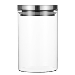 Tùy chỉnh Borosilicate <span class=keywords><strong>Glass</strong></span> Food Storage Tank Stackable <span class=keywords><strong>Glass</strong></span> Container Seal Tank với nắp kim loại bằng thép không gỉ - Product Image 6