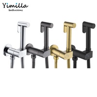 Ensemble de douche pour bidet WC en laiton brossé or, avec pulvérisateur de bidet