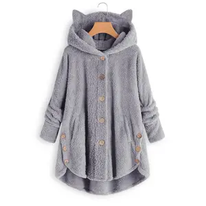 S-5XL Colors Girls Soft Fluffy Cat Ears Hooded Oversized Polyester Fur Pullover Women's Hoodies