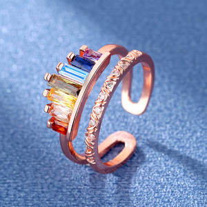 TK Hot Sell Fashion Personality Rainbow Crown <b>Ring</b> Sense of Niche Design Diamond Setting <b>Adjustable</b> <b>Ring</b> - Product Image 6