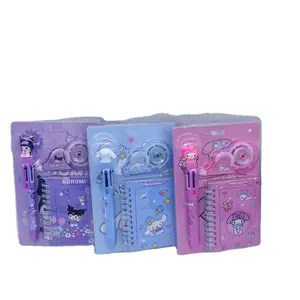 AL kartun My melody Kuromi enam warna pulpen Set alat tulis siswa Cinnamoroll A7 Set notebook kumparan