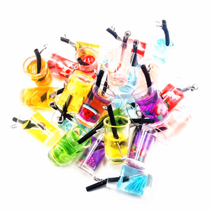 Resin Keychains Fruit Beverage Bottles Mixed Colors Plastic Pendants Gift <b>Charms</b> Themed Accessories - Product Image 5