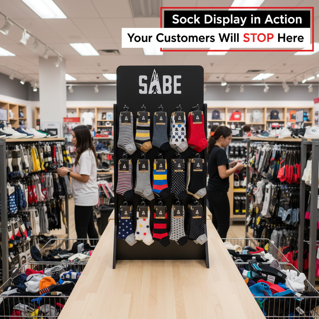 Custom Double Sided PVC Sock Display Stand Countertop Freestanding Retail Hook Rack OEM Logo Printing Wholesale — view 2