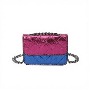 Niche Design European American Fashion Trendy Quilted Chain PU Waterproof Women's Cute <b>Mini</b> Color-Block Small Square <b>Bag</b> Zipper - Product Image 4
