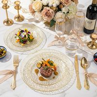 60 Assiettes jetables en plastique martelé doré à paillettes, robustes, comprenant 30 assiettes à dîner et 30 assiettes à salade, pour mariages et fêtes