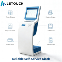 Kiosque tactile vertical personnalisé ODM 19-22 pouces, distributeur de tickets de commande automatique, machine à numéros de file d'attente, lecteur de codes-barres pour hôpital