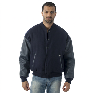 Veste de baseball varsity personnalisée de haute qualité, manches en cuir noir, corps en laine violette, col à capuche matelassé, qualité supérieure - Product Image 1