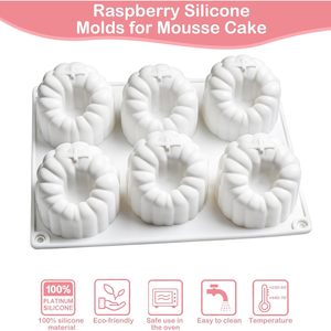 UNIMOUND White 6 Cavity Raspberry <b>Silicone</b> Mold 3D Flower Shape Fondant Chocolate Bar Decoration Molds - Product Image 2