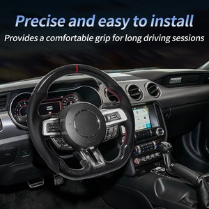สำหรับ <span class=keywords><strong>Mustang</strong></span> ecoboost/g/shelby GT350/GT350R 2018-2021ส่วนประกอบพวงมาลัยคาร์บอนไฟเบอร์พื้นแบนการปรับแต่ง - Product Image 3