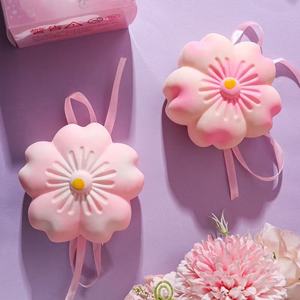 Stress-relief Rubber Cherry Blossom Squishy Tofu-shaped Slow-Rebound Ball-for Tension Release Great Holiday Gift <b>Educational</b> <b>Toy</b> - Product Image 2