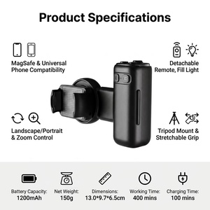 <span class=keywords><strong>Stabilisateur</strong></span> de smartphone à rotation panoramique à 330 degrés F03, poignée de prise de vue vidéo cinématique avec joystick - Product Image 2
