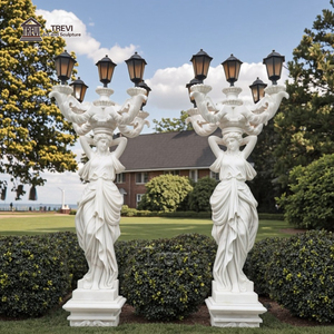 Sculpture de lampe de statue de dame en marbre blanc sculpté à <span class=keywords><strong>la</strong></span> main dans <span class=keywords><strong>la</strong></span> cour du manoir - Product Image 5
