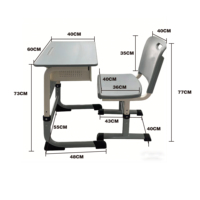 Bureau et Chaise d'Étudiant Individuels Modernes avec Tiroir à Livres, Table d'Écriture en Métal et Bois pour Salle de Classe Scolaire Meuble WANGLI ZY_34