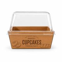 Boîte à gâteau roulé en papier kraft jetable personnalisée avec couvercle transparent pour l'emballage de desserts de boulangerie LOGO PERSONNALISÉ