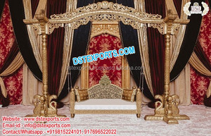 Juego de columpio de escenario Nikah musulmán, el último juego de columpio de boda tallado en madera, Columpio de escenario Sangeet de boda india/Jhula USA DST Exports - Product Image 2