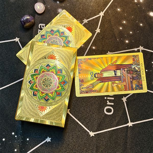 Magnifique jeu de cartes de tarot portables en plastique doré, imperméable, avec livret d'astrologie et d'<span class=keywords><strong>oracle</strong></span> pour la divination prédictive - Product Image 2