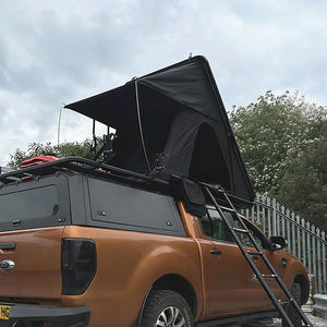 Grande tente de toit pliable à coque rigide en aluminium, imperméable, double couche, noire, pour camping, avec échelle et sac à chaussures intégré - Product Image 1