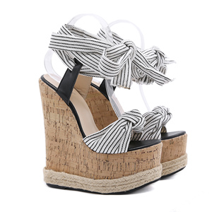 Factory Direct Supply 2024 Italian New Hemp Rope Slope Heel Comfortable High Heel <b>Sandals</b> - Product Image 6