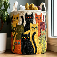 Panier à linge Chamxue Série Chat, panier de rangement décoratif avec organisateur en tissu pliable pour chambre, salle de bain, salon