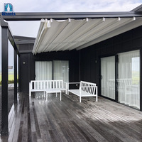 Pergola extérieure entièrement automatique, auvent rétractable avec éclairage LED pour patio et restaurant