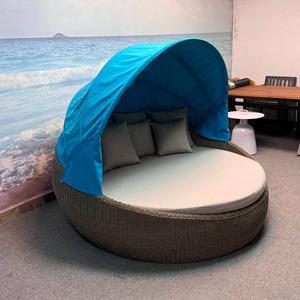 Cama Solar Redonda de Ratán en Oferta, Tumbona Impermeable para Playa, Jardín y Exteriores - Product Image 2