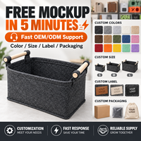 Panier de rangement en feutre moulé par compression durable, bac de rangement en tissu robuste avec poignées pour salon et bureau