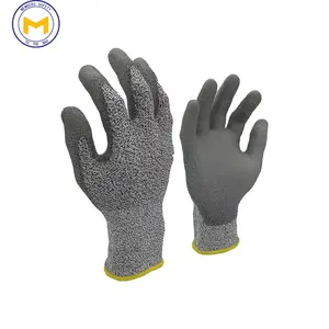 HPPE Glass Garden Protective Anti Cut Level 5 PU Coated Construction Work Safety Cut Resistant Gloves