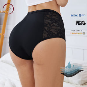 Ropa interior menstrual a prueba de fugas de encaje Cullote, protección completa, bragas de período reutilizables de alta absorción - Product Image 3