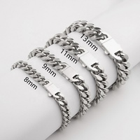 316L Stainless Steel 18K PVD Gold or Silver or Black Plated Wholesale Fashion Jewelry Cuban Chain Bracelet for Men Wear